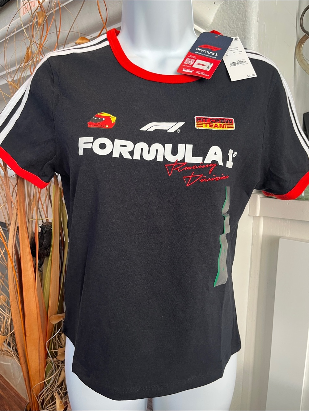 Formula 1 Racing Division Black Tee with Red Trim